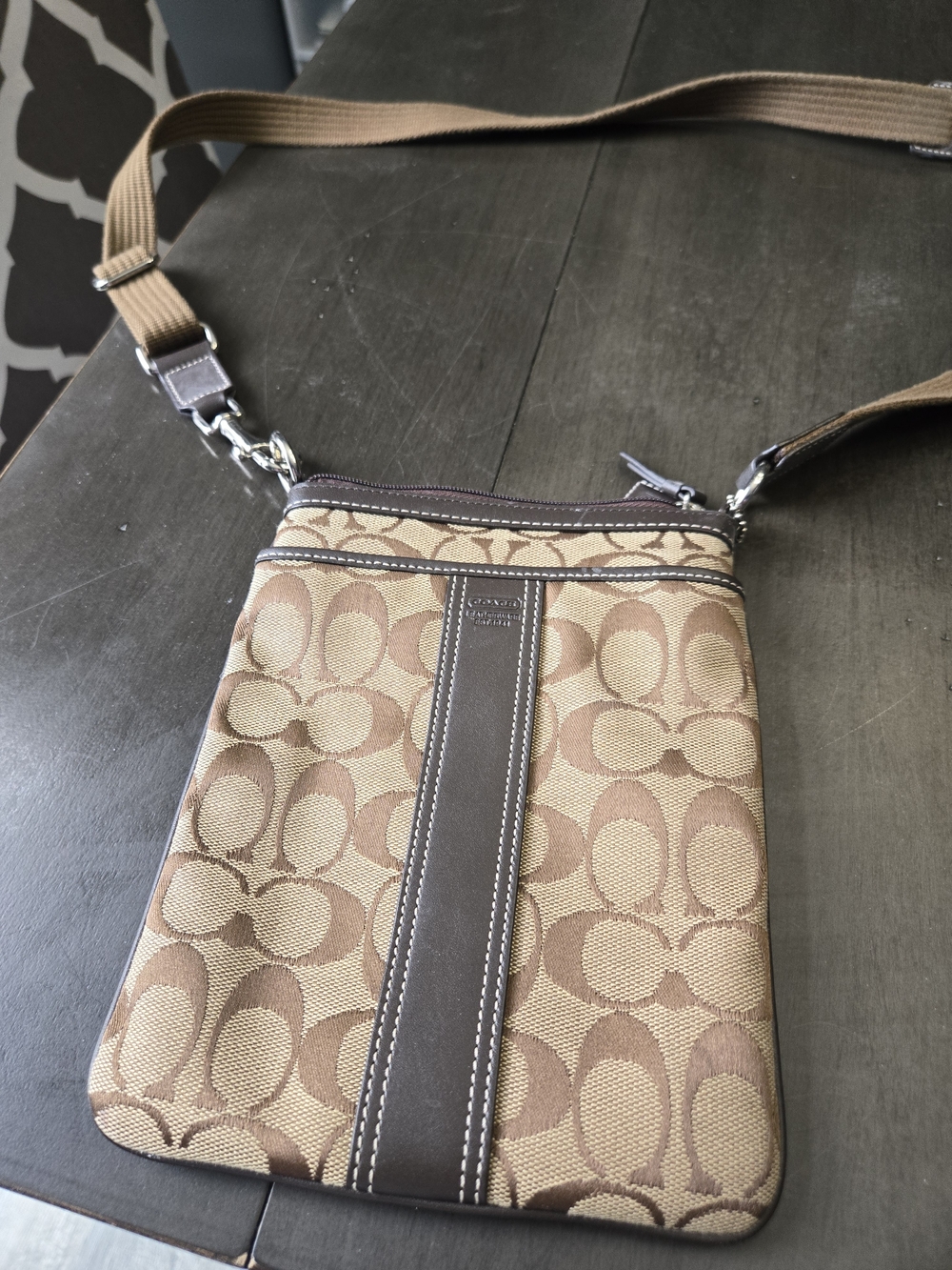 Coach Brown Signature Canvas Messenger Crossbody
